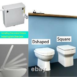 Bathroom Vanity Basin Sink with Toilet Back to Wall Soft Close Seat Free Cistern