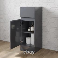 Bathroom Vanity Toilet Storage Combination Unit Semi Recessed Basin Grey Gloss