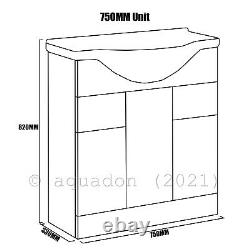 Bathroom Vanity Unit & Back To Wall WC Toilet Unit 1350 Pan Options 750 + 600