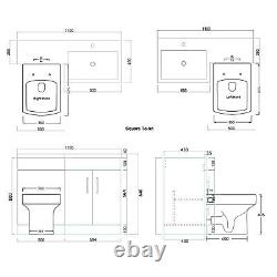 Bathroom Vanity Unit Basin Sink Cabinet Square Toilet Back to Wall Furniture