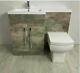 Bathroom Vanity Unit Concrete Beige Furniture Suite Back To Wall Wc Toilet, Basin