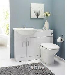 Bathroom Vanity Unit Furniture Suite Cabinet Toilet Basin Back To Wall WC 1050mm