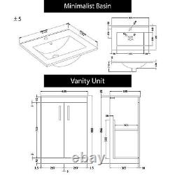 Bathroom Vanity Unit Gloss White 2-Door Basin Cabinet Furniture Suite WC BTW Pan