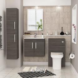 Bathroom Vanity Unit Grey Elm 2-Door Basin Cabinet Furniture Tall Boy Suite WC B