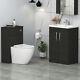 Bathroom Vanity Unit Hale Black 2-door Basin Cabinet Furniture Suite Wc Btw Pan