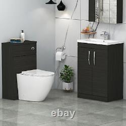 Bathroom Vanity Unit Hale Black 2-Door Basin Cabinet Furniture Suite WC BTW Pan