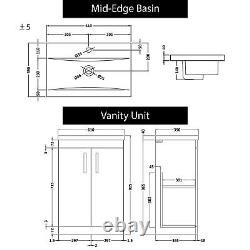 Bathroom Vanity Unit Hale Black 2-Door Basin Cabinet Furniture Suite WC BTW Pan