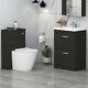 Bathroom Vanity Unit Hale Black 2-drawer Basin Cabinet Furniture Suite Wc Btw Pa