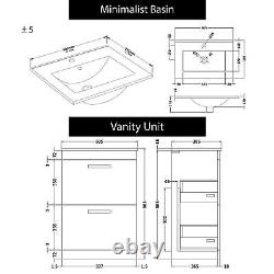Bathroom Vanity Unit Hale Black 2-Drawer Basin Cabinet Furniture Suite WC BTW Pa