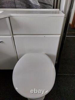 Bathroom Vanity Unit & Toilet with Wall Cupboard White
