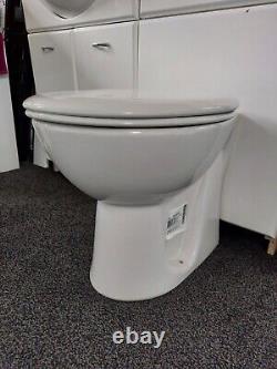 Bathroom Vanity Unit & Toilet with Wall Cupboard White