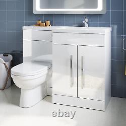 Bathroom Vanity WC Unit Wash Basin Set Soft Close Coupled D-Shaped Toilet