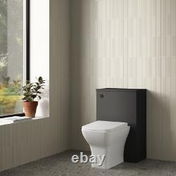Bathroom WC Unit Toilet Back to Wall Floor Standing Matt Black