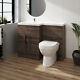 Bathroom Walnut L-shape Lh Basin Vanity Unit Btw Wc Toilet 1100mm Furniture Set