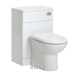 Bathroom White Gloss Back to Wall Toilet WC Pan Cistern Vanity Unit In 2 Sizes