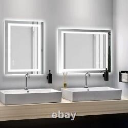 Bathroom vanity wall mirror, 28x36 inches, with front/back dimmable dual LED