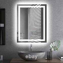 Bathroom vanity wall mirror, 28x36 inches, with front/back dimmable dual LED