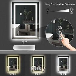 Bathroom vanity wall mirror, 28x36 inches, with front/back dimmable dual LED