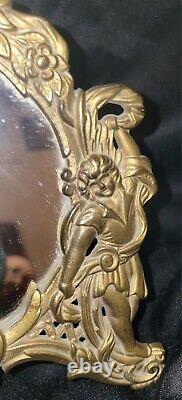 Beautiful Antique Art Nouveau Standing Vanity Mirror Cherubs Angels