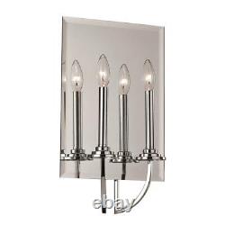 Bel Air Lighting Vanity Light 2-Light Candelabra Polished Chrome Mirror Back