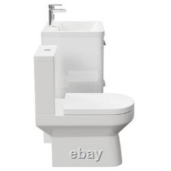 Bergen Gloss White 600mm Floor Standing 2 Drawer Vanity Unit and Open Back Toile