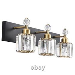 Black Gold Crystal Bathroom Vanity Lights Fixtures Over Mirror Modern 3 Light