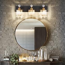 Black Gold Crystal Bathroom Vanity Lights Fixtures over Mirror Modern 3 Light Ba