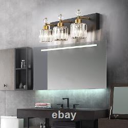 Black Gold Crystal Bathroom Vanity Lights Fixtures over Mirror Modern 3 Light Ba