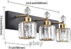 Black Gold Crystal Bathroom Vanity Lights Fixtures over Mirror Modern 3 Light Ba