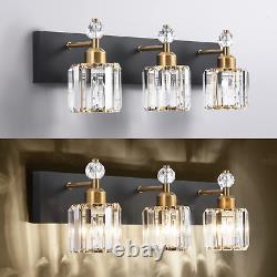 Black Gold Crystal Bathroom Vanity Lights Fixtures over Mirror Modern 3 Light Ba