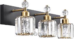 Black Gold Crystal Bathroom Vanity Lights Fixtures over Mirror Modern 3 Light Ba