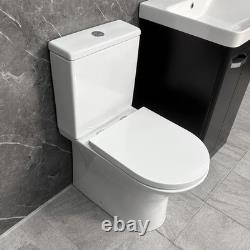 Black Vanity Unit Bathroom Suite 500mm with Closed Back Toilet Chrome Handles