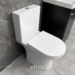 Black Vanity Unit Bathroom Suite 500mm with Open Back Toilet Chrome Handles