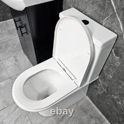 Black Vanity Unit with Black Handles 550mm Closed Back Toilet Bathroom Suite