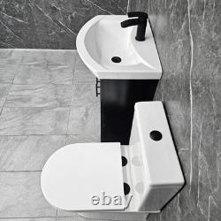 Black Vanity Unit with Black Handles 550mm Open Back Toilet Bathroom Suite