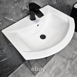 Black Vanity Unit with Black Handles 550mm Open Back Toilet Bathroom Suite