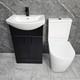 Black Vanity Unit With Black Handles 550mm Open Back Tornado Toilet Suite