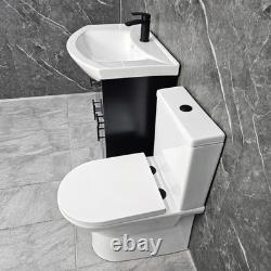 Black Vanity Unit with Black Handles 750mm Closed Back Toilet Bathroom Suite