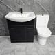 Black Vanity Unit With Black Handles 750mm Open Back Toilet Bathroom Suite
