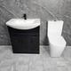 Black Vanity Unit With Black Handles 750mm Open Back Tornado Toilet Suite