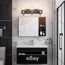 Black Vintage Bathroom Vanity Light Fixtures over Mirror Bath 3-Light Vanity Gla