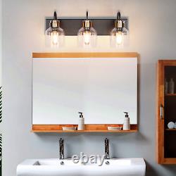 Black Vintage Bathroom Vanity Light Fixtures over Mirror Bath 3-Light Vanity Gla