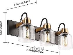 Black Vintage Bathroom Vanity Light Fixtures over Mirror Bath 3-Light Vanity Gla