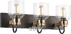 Black Vintage Bathroom Vanity Light Fixtures over Mirror Bath 3-Light Vanity Gla