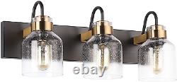 Black Vintage Bathroom Vanity Light Fixtures over Mirror Bath 3-Light Vanity Gla