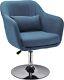 Blue Linen Swivel Accent Chair With Cushion Adjustable Height Vanity Armchair Uk