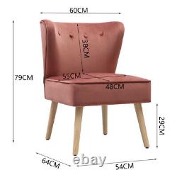 Blush Pink Velvet Dining Chair Kitchen Seat Bedroom Vanity Chair Stool Cafe Sofa