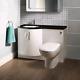Bow Front Basin Vanity Unit & Back To Wall Toilet Left Hand Black Worktop
