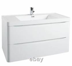 Brand New Modern Gloss White Bathroom Furniture Sink Vanity Unit Cabinet WC Unit