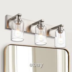 Brushed Nickel Bathroom Vanity Light over Mirror, 3-Lights Metal Wall Lighting F